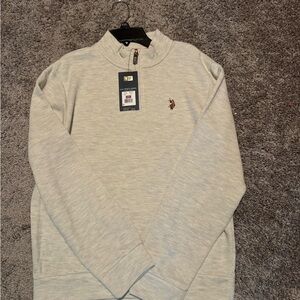 U.S. Polo Assn. Cream Zip Up Sweater with Mock Neck